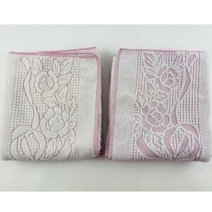 Set 2 Vintage Fieldcrest Bath Towels Pink Flowers Howard Kaplan's French Country